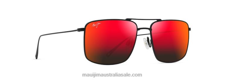 Aeko Polarized Aviator Sunglasses Maui Jim TVVRT21 Matte Black/HAWAII LAVA
