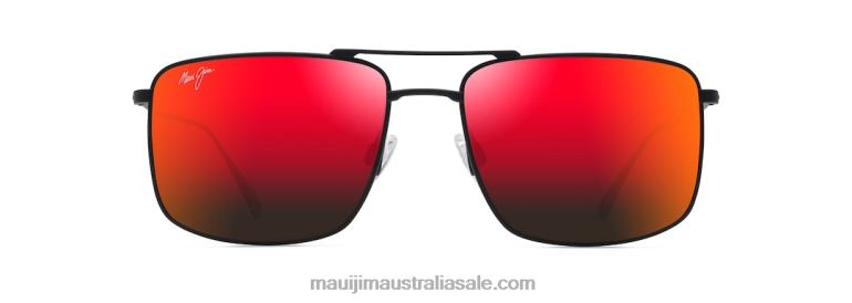 Aeko Polarized Aviator Sunglasses Maui Jim TVVRT21 Matte Black/HAWAII LAVA
