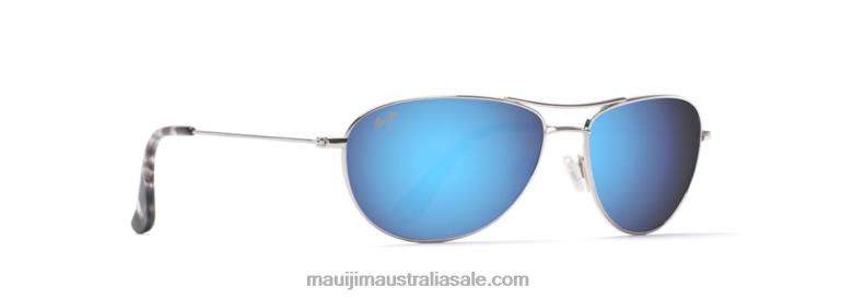 Baby Beach Polarized Aviator Sunglasses Maui Jim TVVRT326 Silver/Blue Hawaii