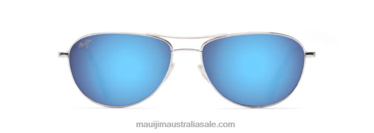 Baby Beach Polarized Aviator Sunglasses Maui Jim TVVRT326 Silver/Blue Hawaii