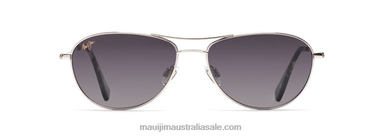 Baby Beach Polarized Aviator Sunglasses Maui Jim TVVRT327 Silver/Neutral Grey