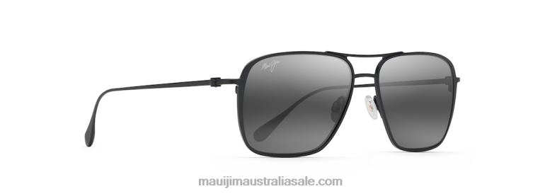 Beaches Asian Fit Polarized Aviator Sunglasses Maui Jim TVVRT360 Matte Black/Neutral Grey