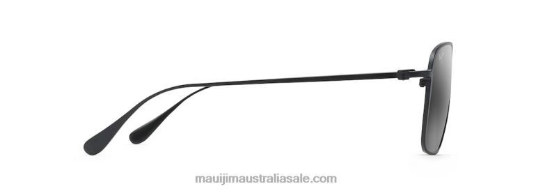 Beaches Asian Fit Polarized Aviator Sunglasses Maui Jim TVVRT360 Matte Black/Neutral Grey