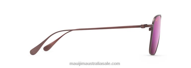 Beaches Asian Fit Polarized Aviator Sunglasses Maui Jim TVVRT363 Matte Brushed Burgundy/Sunrise