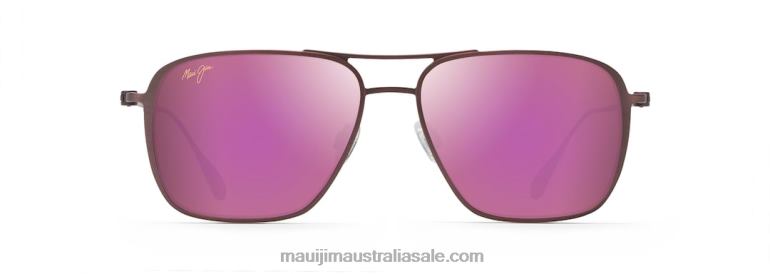 Beaches Polarized Aviator Sunglasses Maui Jim TVVRT376 Matte Brushed Burgundy/Sunrise