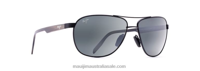 Castles Polarized Aviator Sunglasses Maui Jim TVVRT421 Matte Black/Neutral Grey