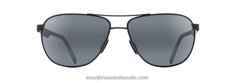 Castles Polarized Aviator Sunglasses Maui Jim TVVRT421 Matte Black/Neutral Grey