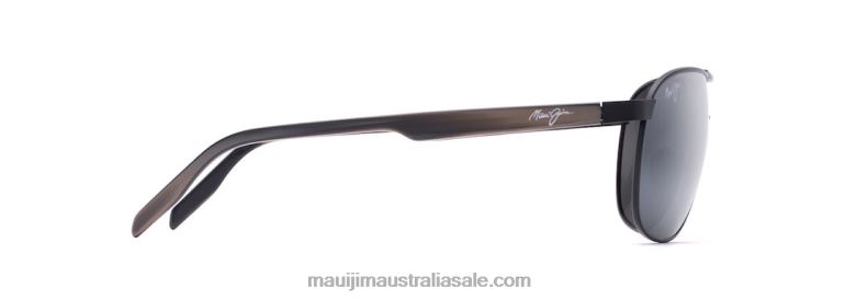 Castles Polarized Aviator Sunglasses Maui Jim TVVRT421 Matte Black/Neutral Grey