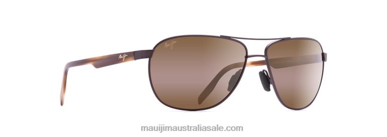 Castles Polarized Aviator Sunglasses Maui Jim TVVRT422 Matte Chocolate/HCL Bronze