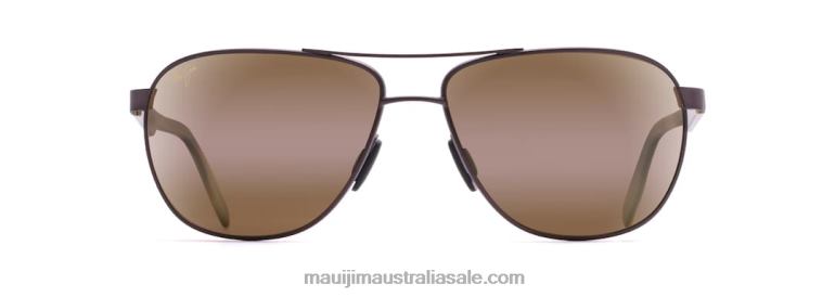Castles Polarized Aviator Sunglasses Maui Jim TVVRT422 Matte Chocolate/HCL Bronze