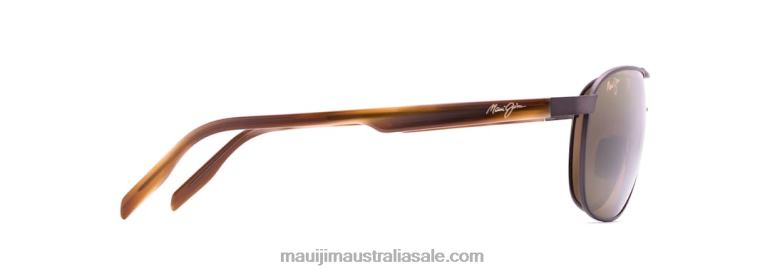 Castles Polarized Aviator Sunglasses Maui Jim TVVRT422 Matte Chocolate/HCL Bronze