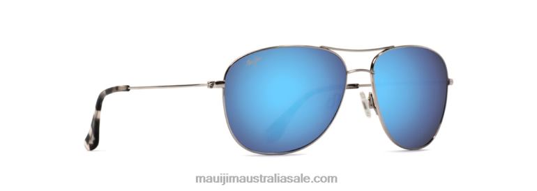 Cliff House Polarized Aviator Sunglasses Maui Jim TVVRT194 Silver/Blue Hawaii