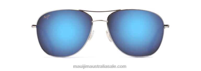 Cliff House Polarized Aviator Sunglasses Maui Jim TVVRT194 Silver/Blue Hawaii