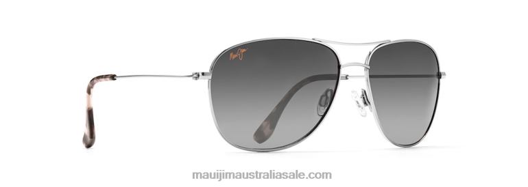 Cliff House Polarized Aviator Sunglasses Maui Jim TVVRT198 Silver/Neutral Grey