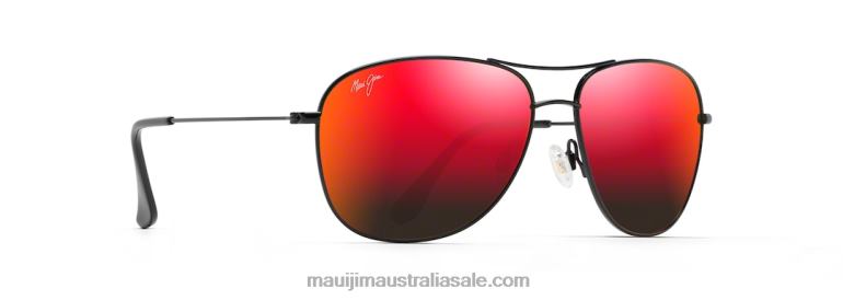 Cliff House Polarized Aviator Sunglasses Maui Jim TVVRT203 Gloss Black/HAWAII LAVA