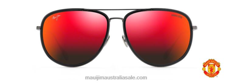 Fair Winds Polarized Aviator Sunglasses Maui Jim TVVRT126 Dark Gunmetal with Black Gloss insert/HAWAII LAVA