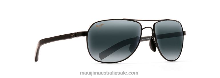 Guardrails Polarized Aviator Sunglasses Maui Jim TVVRT387 Gloss Black/Neutral Grey