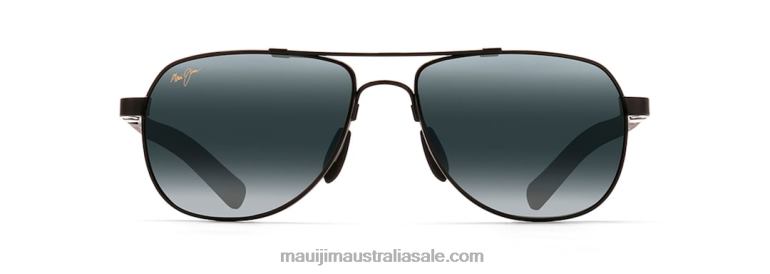 Guardrails Polarized Aviator Sunglasses Maui Jim TVVRT387 Gloss Black/Neutral Grey