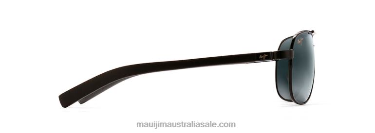 Guardrails Polarized Aviator Sunglasses Maui Jim TVVRT387 Gloss Black/Neutral Grey