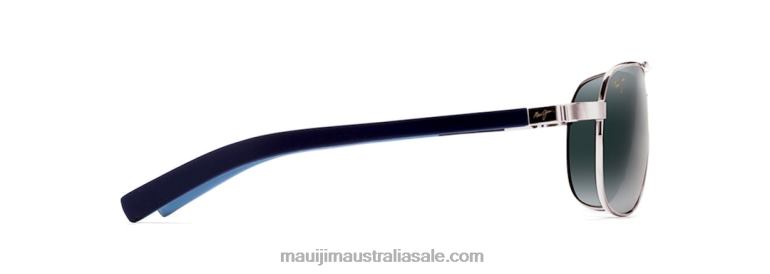 Guardrails Polarized Aviator Sunglasses Maui Jim TVVRT388 Silver with Blue and Light Blue/Neutral Grey