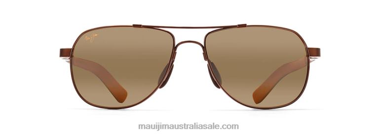 Guardrails Polarized Aviator Sunglasses Maui Jim TVVRT389 Metallic Gloss Copper/HCL Bronze