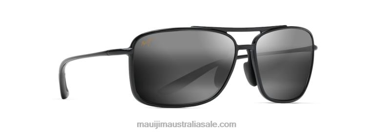 Kaupo Gap Polarized Aviator Sunglasses Maui Jim TVVRT163 Black Gloss/Neutral Grey