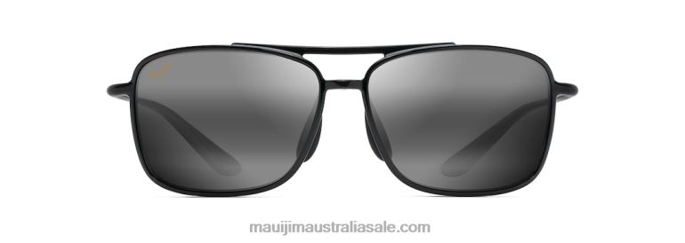 Kaupo Gap Polarized Aviator Sunglasses Maui Jim TVVRT163 Black Gloss/Neutral Grey