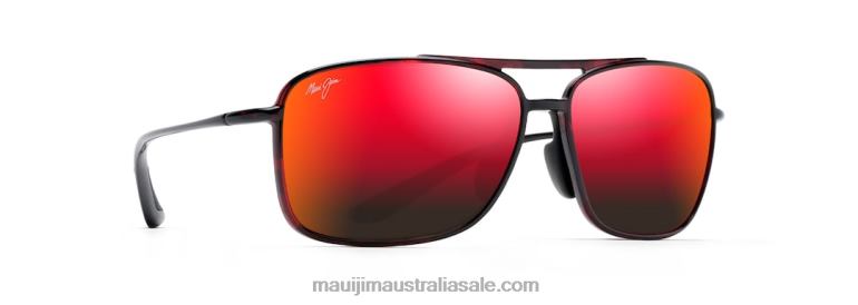 Kaupo Gap Polarized Aviator Sunglasses Maui Jim TVVRT166 Red and Black Tortoise/HAWAII LAVA