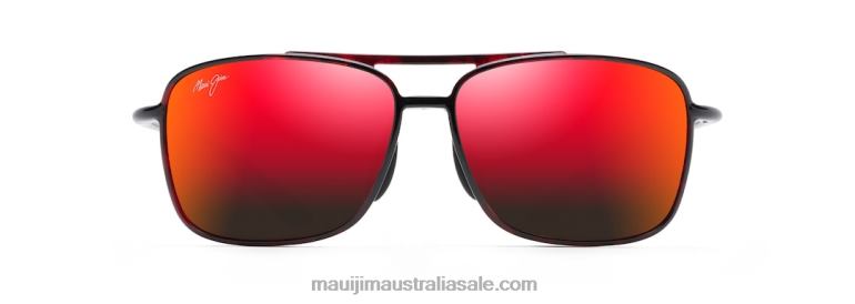 Kaupo Gap Polarized Aviator Sunglasses Maui Jim TVVRT166 Red and Black Tortoise/HAWAII LAVA