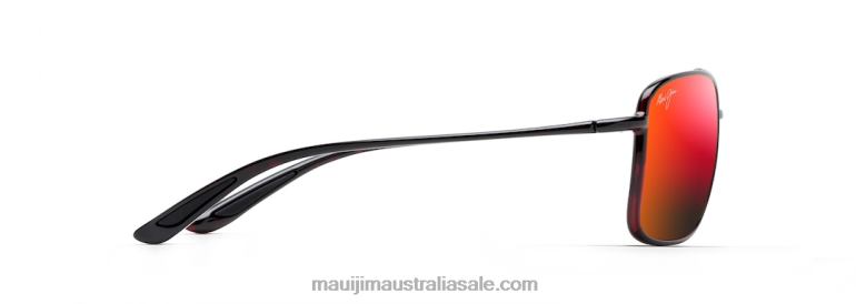 Kaupo Gap Polarized Aviator Sunglasses Maui Jim TVVRT166 Red and Black Tortoise/HAWAII LAVA