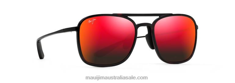 Keokea Polarized Aviator Sunglasses Maui Jim TVVRT107 Red and Black Tortoise/HAWAII LAVA