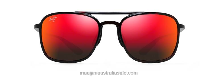 Keokea Polarized Aviator Sunglasses Maui Jim TVVRT107 Red and Black Tortoise/HAWAII LAVA