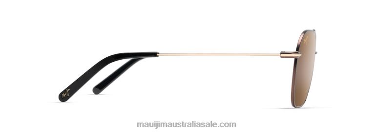Mano Polarized Aviator Sunglasses Maui Jim TVVRT64 Dark Brown with Gold stripe/HCL Bronze