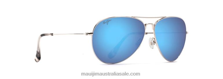 Mavericks Polarized Aviator Sunglasses Maui Jim TVVRT316 Silver/Blue Hawaii