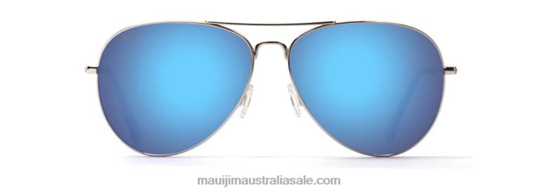 Mavericks Polarized Aviator Sunglasses Maui Jim TVVRT316 Silver/Blue Hawaii