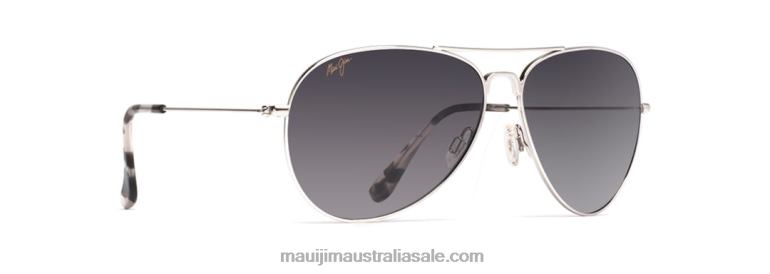 Mavericks Polarized Aviator Sunglasses Maui Jim TVVRT317 Silver/Neutral Grey
