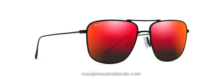 Mikioi Polarized Aviator Sunglasses Maui Jim TVVRT9 Matte Black/HAWAII LAVA