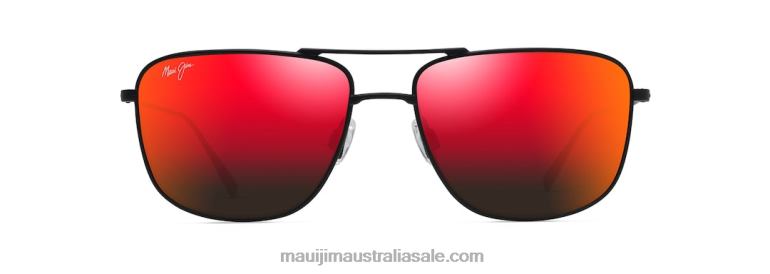 Mikioi Polarized Aviator Sunglasses Maui Jim TVVRT9 Matte Black/HAWAII LAVA