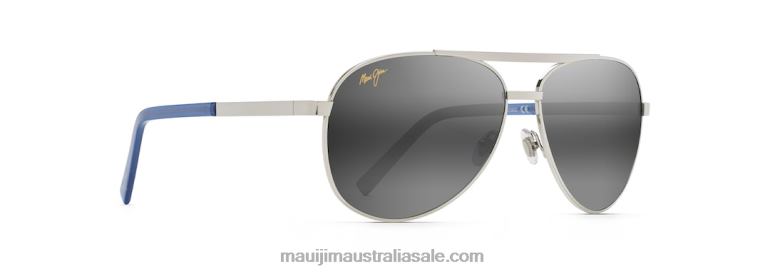 Seacliff Polarized Aviator Sunglasses Maui Jim TVVRT238 Silver/Neutral Grey