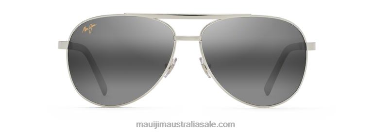 Seacliff Polarized Aviator Sunglasses Maui Jim TVVRT238 Silver/Neutral Grey
