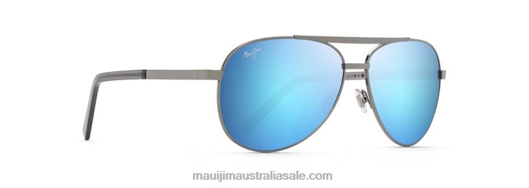 Seacliff Polarized Aviator Sunglasses Maui Jim TVVRT239 Gunmetal/Blue Hawaii