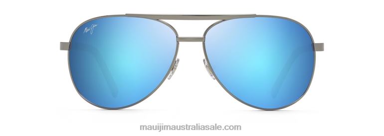 Seacliff Polarized Aviator Sunglasses Maui Jim TVVRT239 Gunmetal/Blue Hawaii
