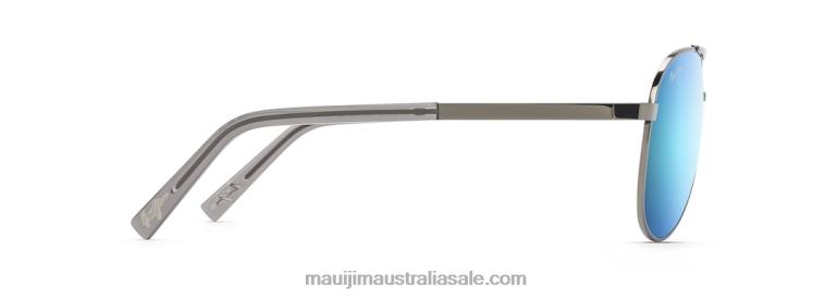 Seacliff Polarized Aviator Sunglasses Maui Jim TVVRT239 Gunmetal/Blue Hawaii