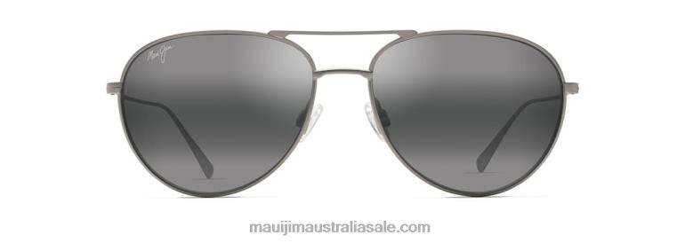 Walaka Polarized Aviator Sunglasses Maui Jim TVVRT10 Matte Titanium/Neutral Grey