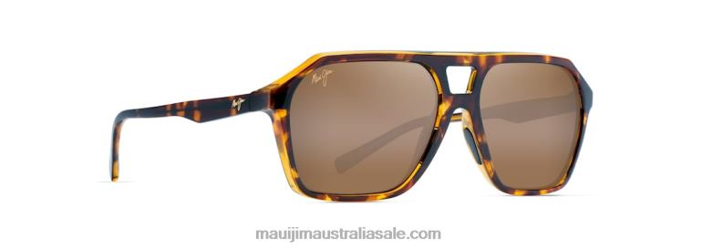 Wedges Polarized Aviator Sunglasses Maui Jim TVVRT49 Tortoise with Amber Interior/HCL Bronze