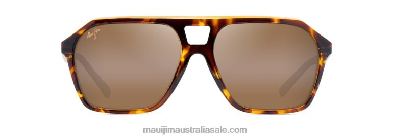 Wedges Polarized Aviator Sunglasses Maui Jim TVVRT49 Tortoise with Amber Interior/HCL Bronze