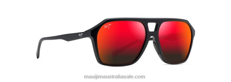 Wedges Polarized Aviator Sunglasses Maui Jim TVVRT50 Matte Black/HAWAII LAVA