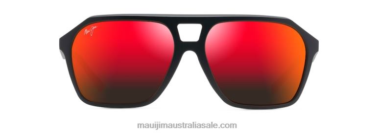 Wedges Polarized Aviator Sunglasses Maui Jim TVVRT50 Matte Black/HAWAII LAVA