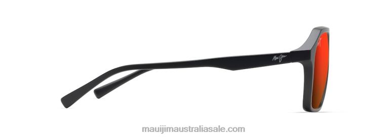 Wedges Polarized Aviator Sunglasses Maui Jim TVVRT50 Matte Black/HAWAII LAVA