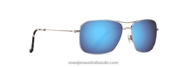 Wiki Wiki Polarized Aviator Sunglasses Maui Jim TVVRT412 Silver/Blue Hawaii